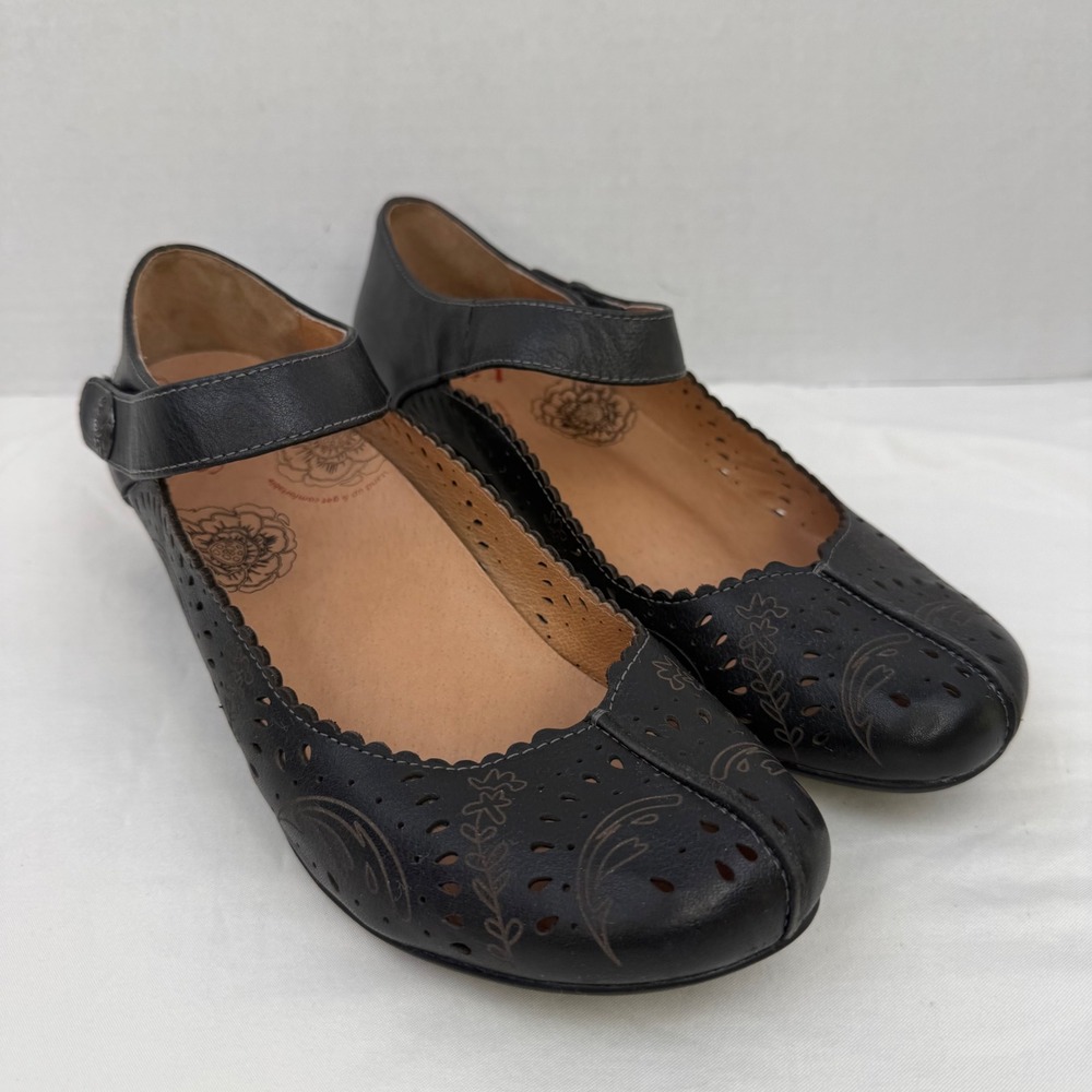 Taos Tango Black Leather Laser Cut Mary Jane Pumps TNG-12847 Womens 9.5 40